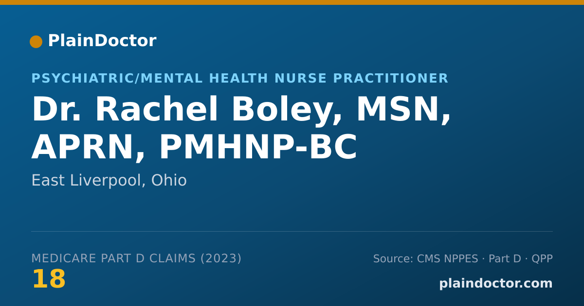 Shareable card for Rachel Boley, MSN, APRN, PMHNP-BC - Psychiatric/Mental Health Nurse Practitioner, East Liverpool, OH