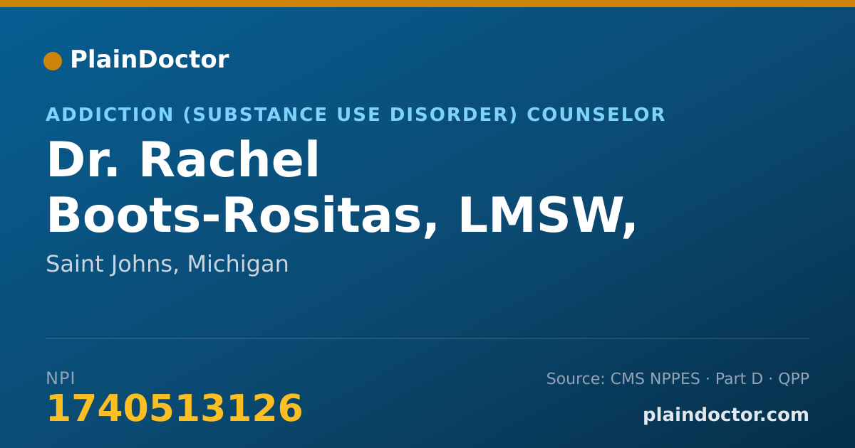 Shareable card for Rachel Boots-Rositas, LMSW, CAADC - Addiction (Substance Use Disorder) Counselor, Saint Johns, MI