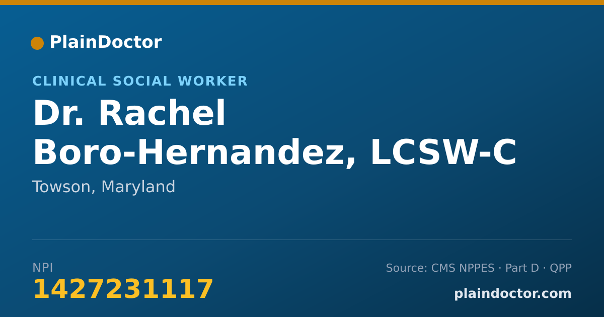 Shareable card for Rachel Boro-Hernandez, LCSW-C - Clinical Social Worker, Towson, MD