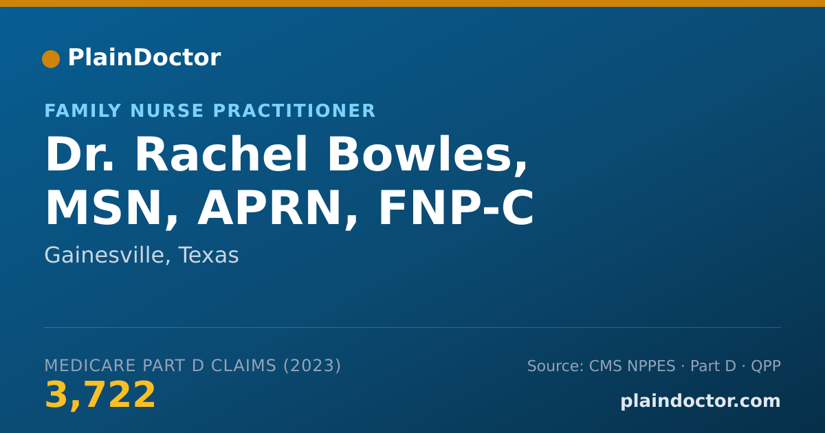 Shareable card for Rachel Bowles, MSN, APRN, FNP-C - Family Nurse Practitioner, Gainesville, TX