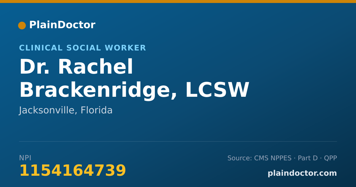 Shareable card for Rachel Brackenridge, LCSW - Clinical Social Worker, Jacksonville, FL