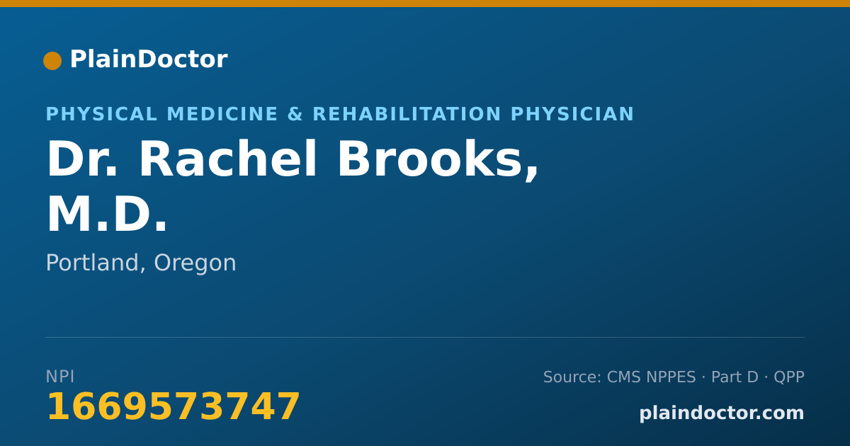 Shareable card for Rachel Brooks, M.D. - Physical Medicine & Rehabilitation Physician, Portland, OR