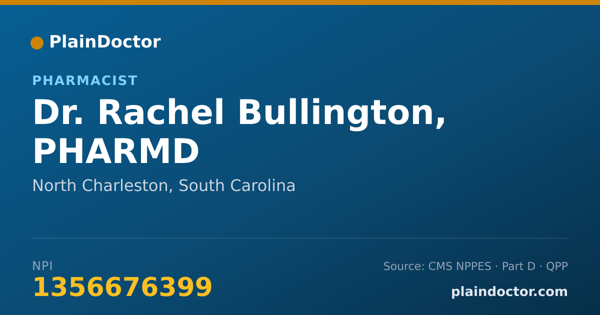 Shareable card for Rachel Bullington, PHARMD - Pharmacist, North Charleston, SC