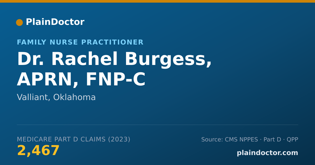 Shareable card for Rachel Burgess, APRN, FNP-C - Family Nurse Practitioner, Valliant, OK