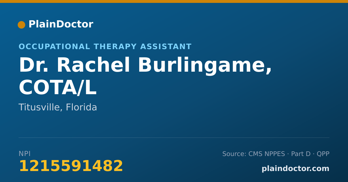 Shareable card for Rachel Burlingame, COTA/L - Occupational Therapy Assistant, Titusville, FL