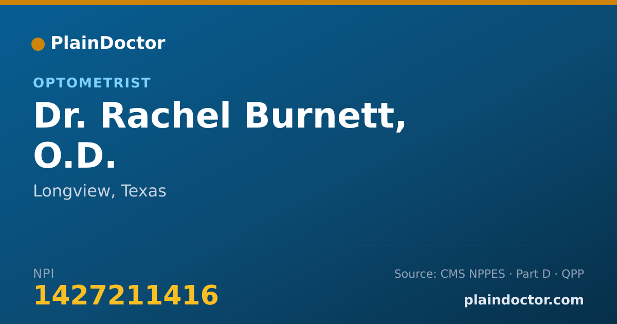 Shareable card for Rachel Burnett, O.D. - Optometrist, Longview, TX
