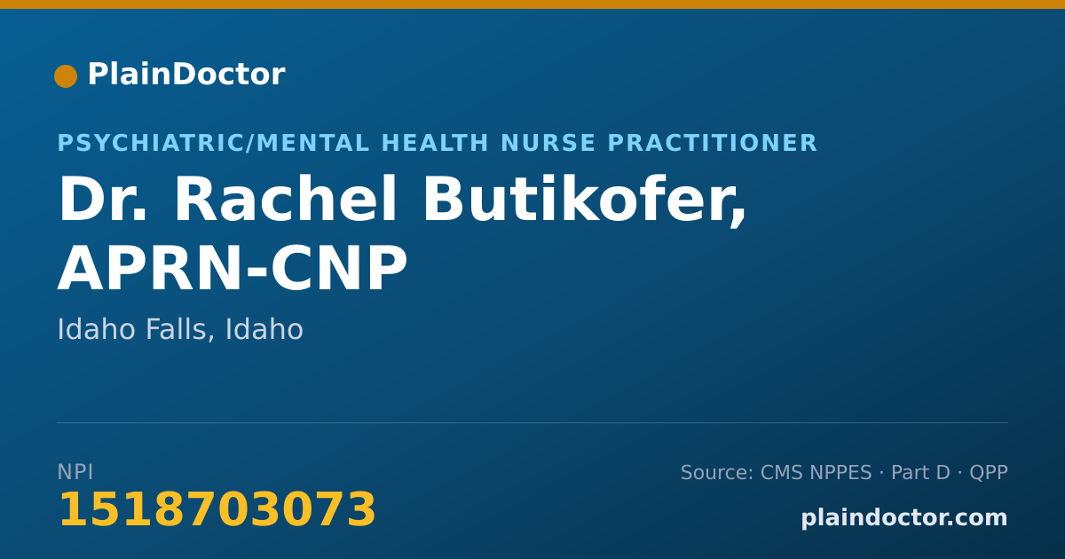 Shareable card for Rachel Butikofer, APRN-CNP - Psychiatric/Mental Health Nurse Practitioner, Idaho Falls, ID