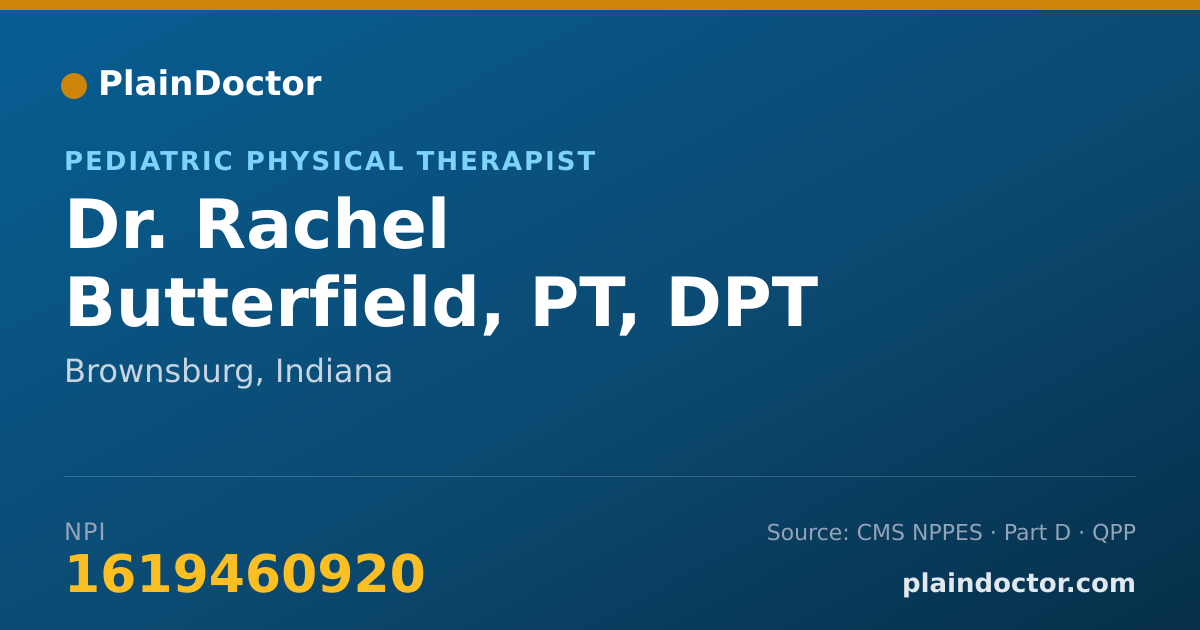 Shareable card for Rachel Butterfield, PT, DPT - Pediatric Physical Therapist, Brownsburg, IN