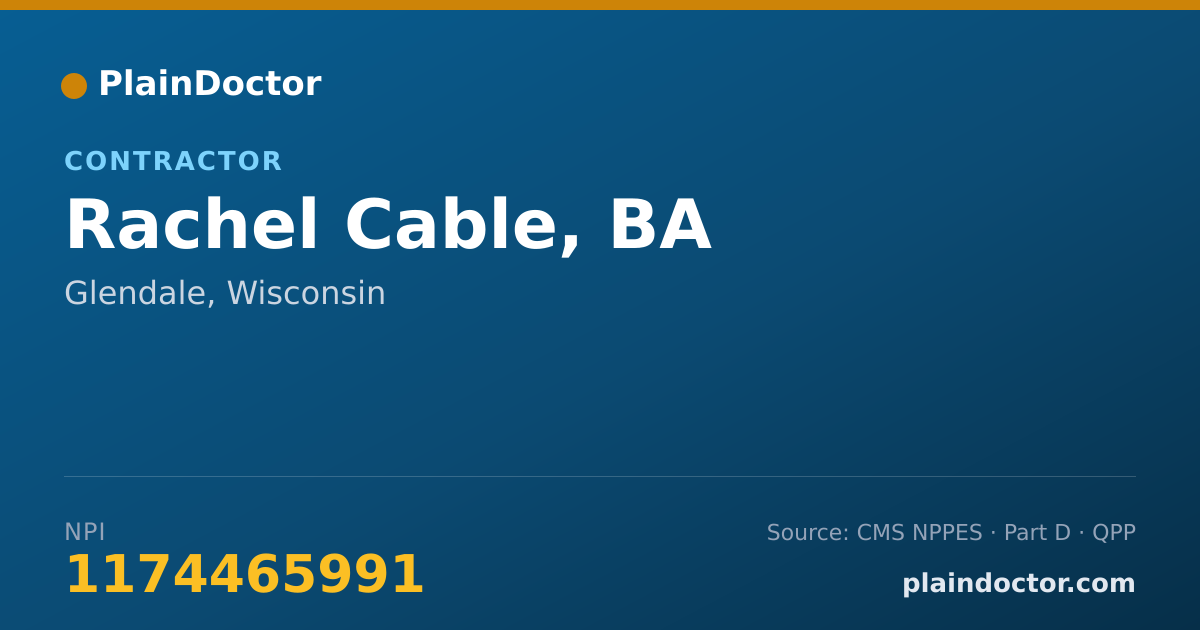 Shareable card for Rachel Cable, BA - Contractor, Glendale, WI