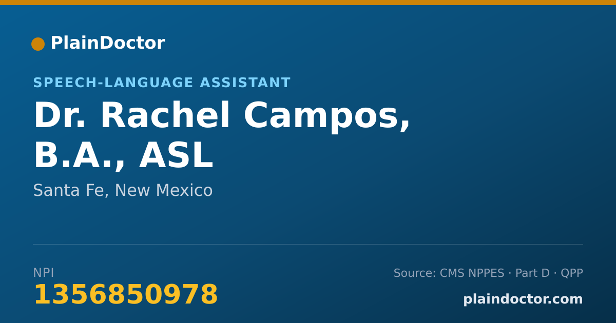 Shareable card for Rachel Campos, B.A., ASL - Speech-Language Assistant, Santa Fe, NM