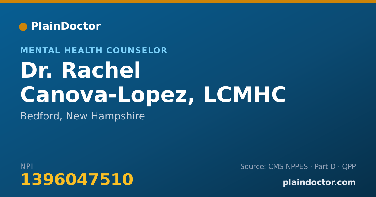 Shareable card for Rachel Canova-Lopez, LCMHC - Mental Health Counselor, Bedford, NH