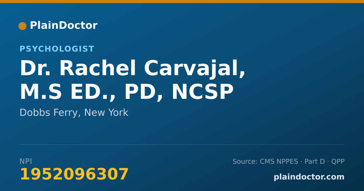 Shareable card for Rachel Carvajal, M.S ED., PD, NCSP - Psychologist, Dobbs Ferry, NY