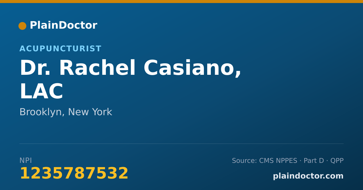 Shareable card for Rachel Casiano, LAC - Acupuncturist, Brooklyn, NY