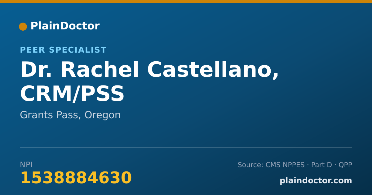 Shareable card for Rachel Castellano, CRM/PSS - Peer Specialist, Grants Pass, OR