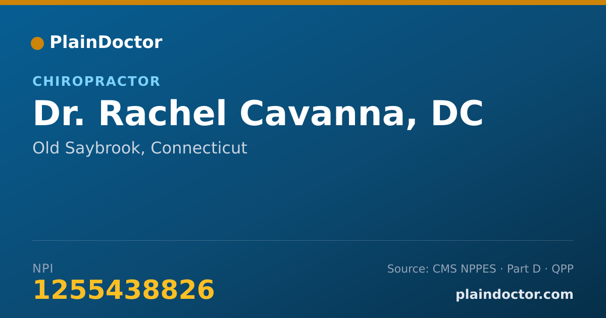 Shareable card for Rachel Cavanna, DC - Chiropractor, Old Saybrook, CT