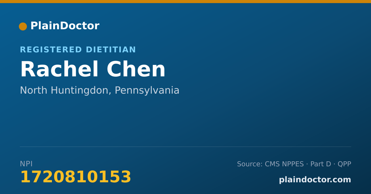 Shareable card for Rachel Chen - Registered Dietitian, North Huntingdon, PA
