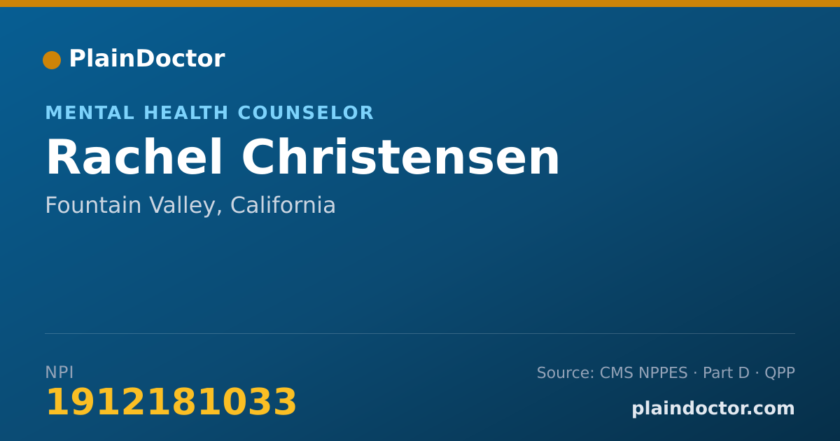 Shareable card for Rachel Christensen - Mental Health Counselor, Fountain Valley, CA
