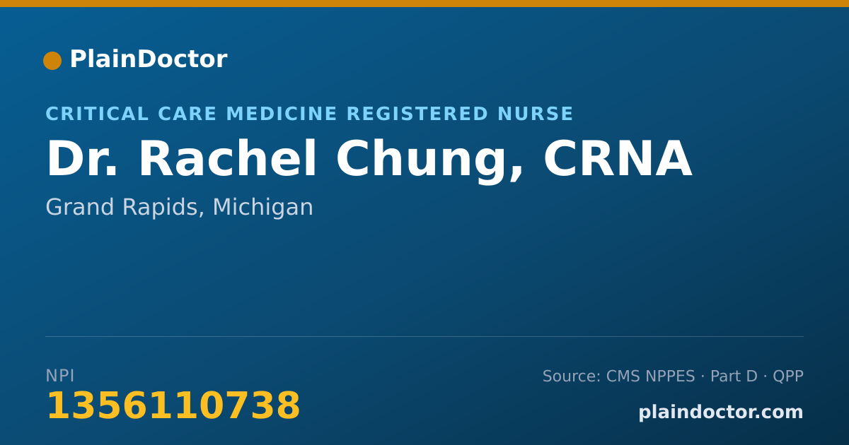 Shareable card for Rachel Chung, CRNA - Critical Care Medicine Registered Nurse, Grand Rapids, MI