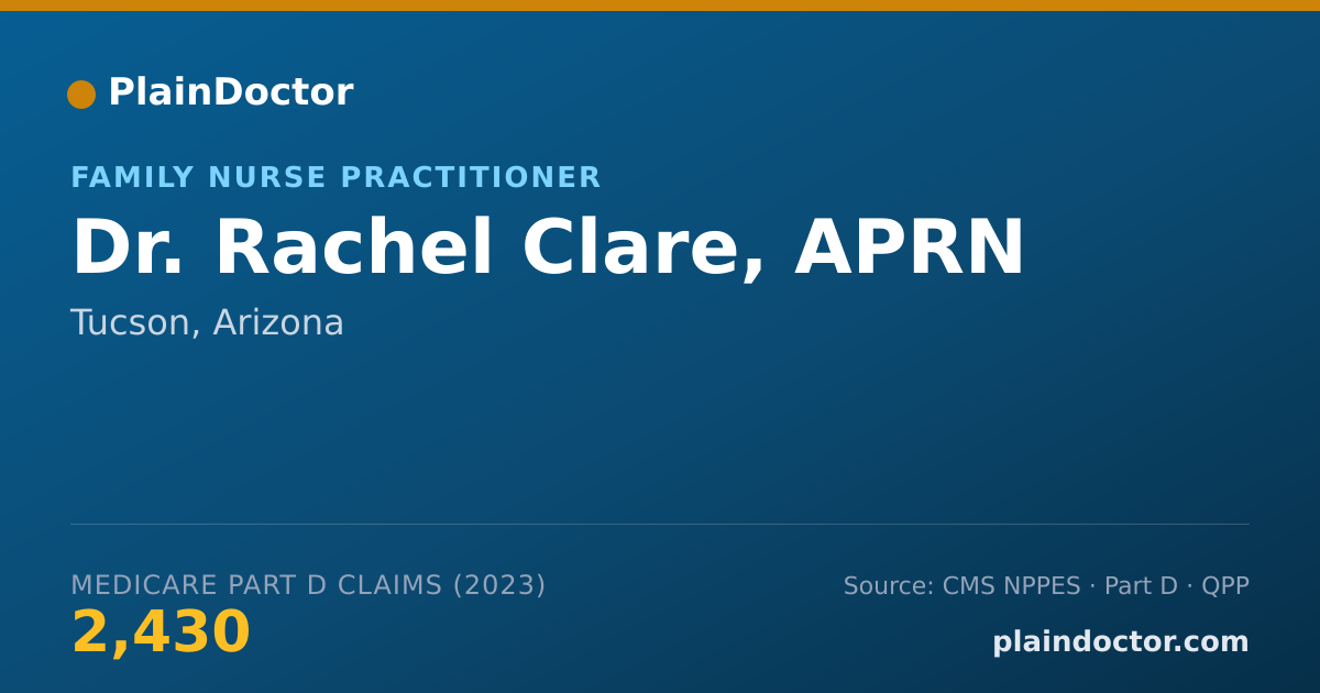 Shareable card for Rachel Clare, APRN - Family Nurse Practitioner, Tucson, AZ