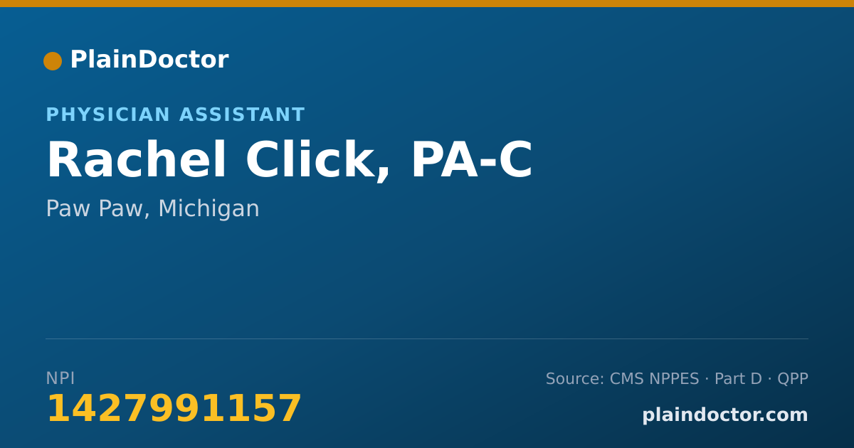 Shareable card for Rachel Click, PA-C - Physician Assistant, Paw Paw, MI