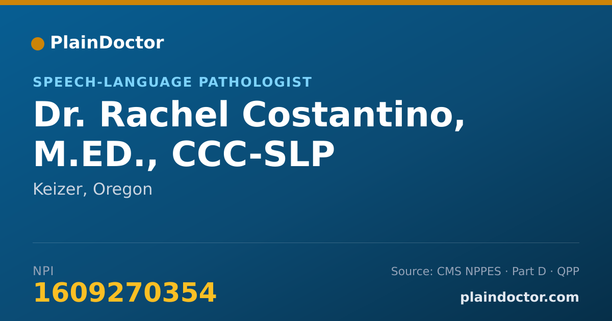 Shareable card for Rachel Costantino, M.ED., CCC-SLP - Speech-Language Pathologist, Keizer, OR