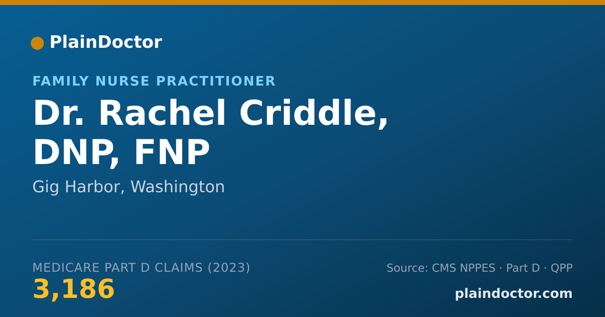 Shareable card for Rachel Criddle, DNP, FNP - Family Nurse Practitioner, Gig Harbor, WA