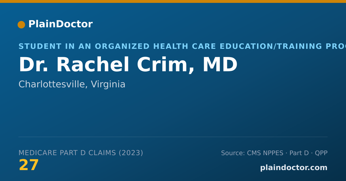 Shareable card for Rachel Crim, MD - Student in an Organized Health Care Education/Training Program, Charlottesville, VA