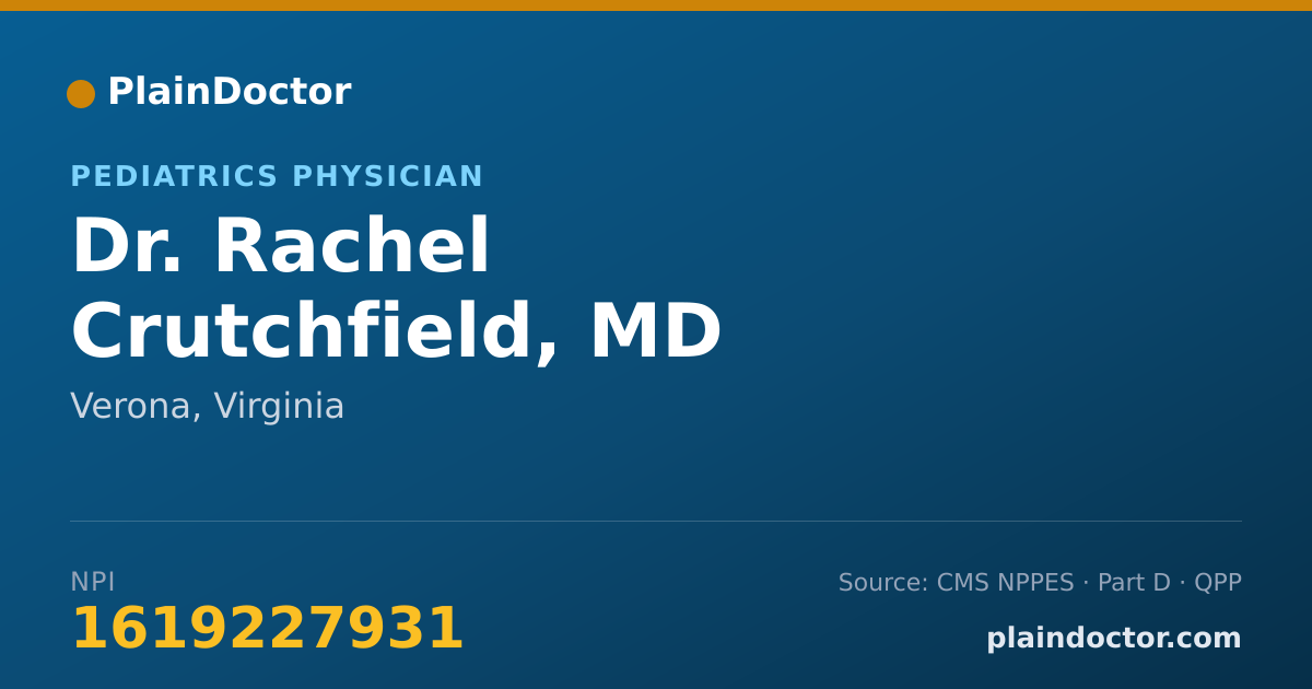 Shareable card for Rachel Crutchfield, MD - Pediatrics Physician, Verona, VA
