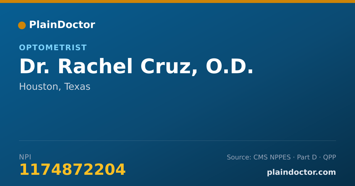Shareable card for Rachel Cruz, O.D. - Optometrist, Houston, TX