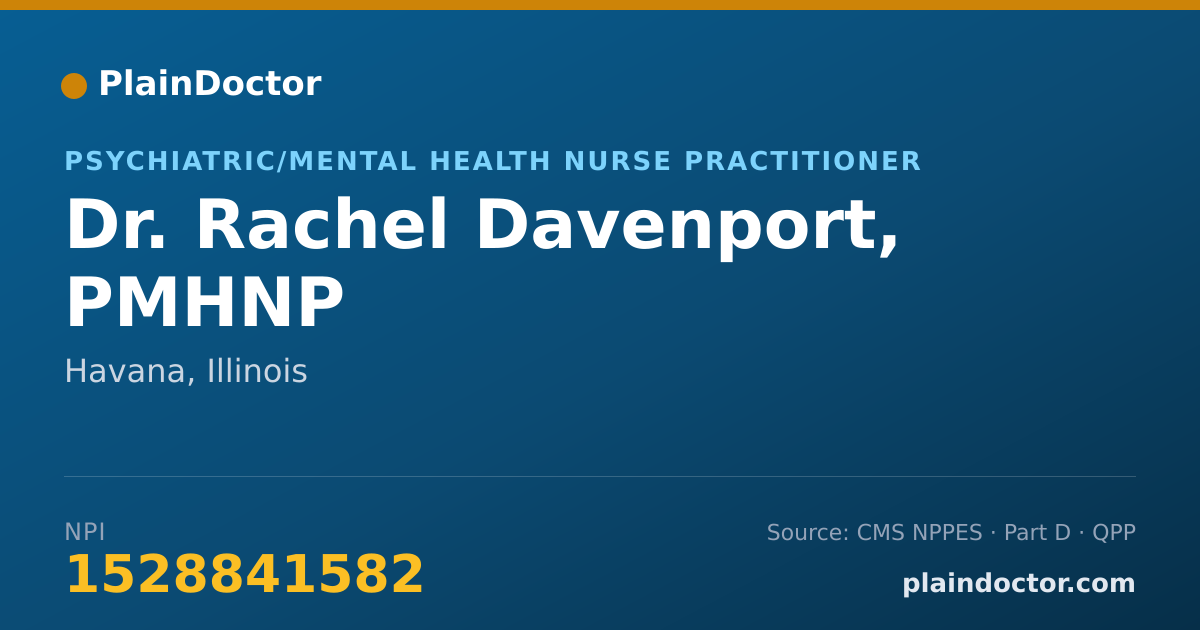 Shareable card for Rachel Davenport, PMHNP - Psychiatric/Mental Health Nurse Practitioner, Havana, IL
