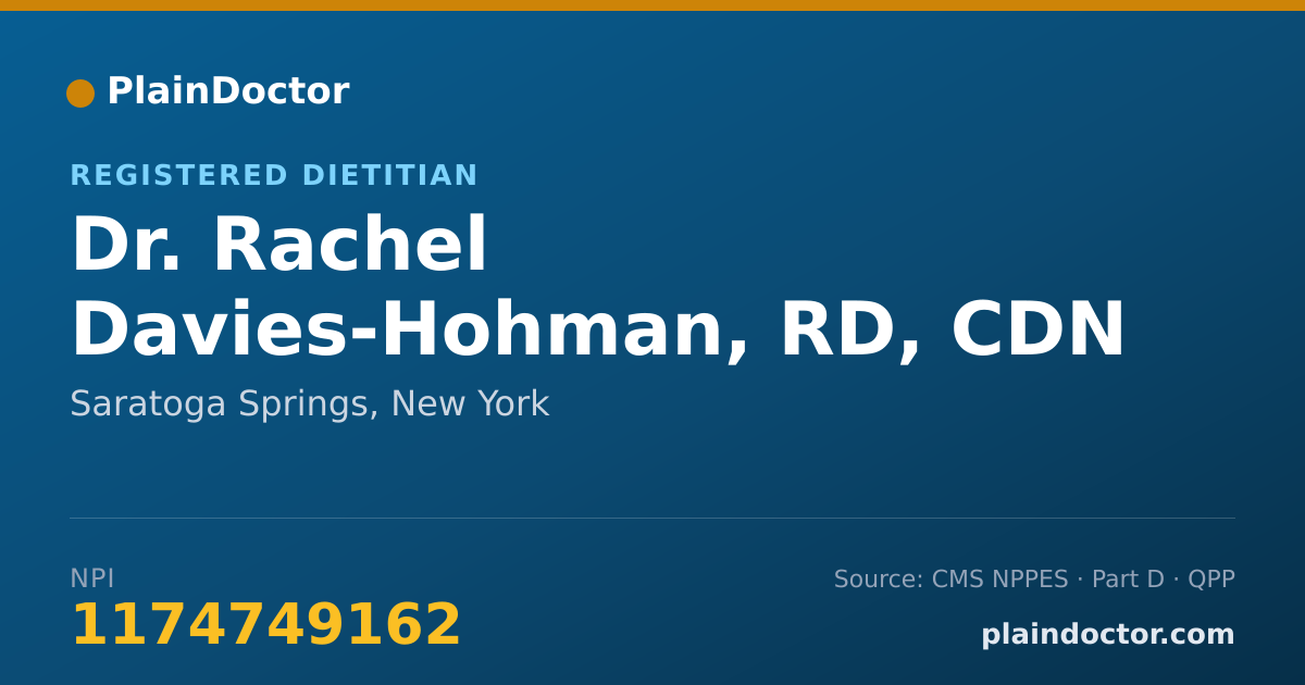 Shareable card for Rachel Davies-Hohman, RD, CDN - Registered Dietitian, Saratoga Springs, NY