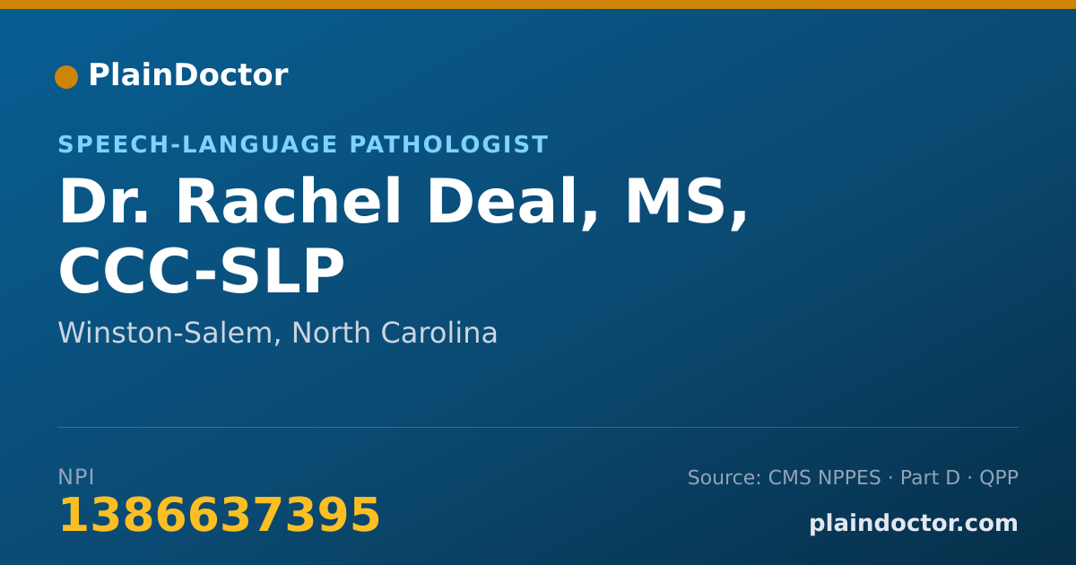 Shareable card for Rachel Deal, MS, CCC-SLP - Speech-Language Pathologist, Winston-Salem, NC