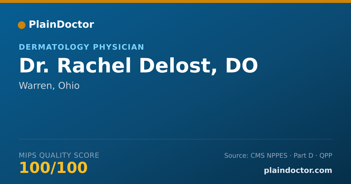 Shareable card for Rachel Delost, DO - Dermatology Physician, Warren, OH