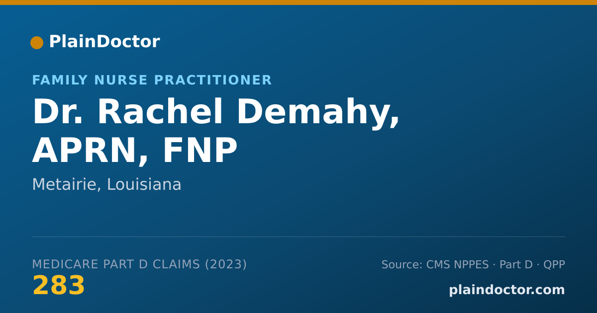 Shareable card for Rachel Demahy, APRN, FNP - Family Nurse Practitioner, Metairie, LA