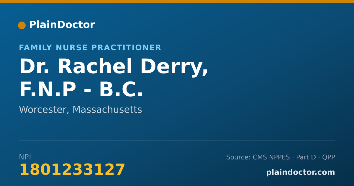 Shareable card for Rachel Derry, F.N.P - B.C. - Family Nurse Practitioner, Worcester, MA