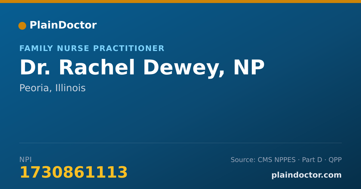 Shareable card for Rachel Dewey, NP - Family Nurse Practitioner, Peoria, IL