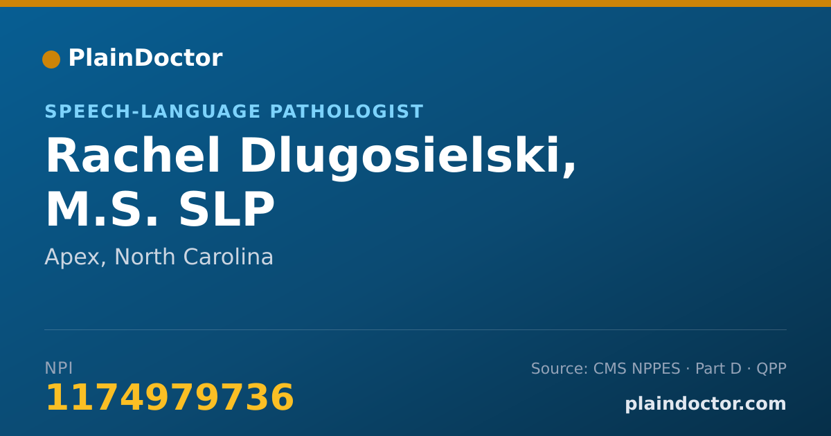 Shareable card for Rachel Dlugosielski, M.S. SLP - Speech-Language Pathologist, Apex, NC