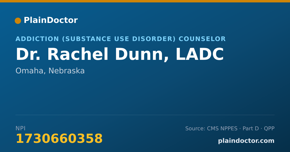 Shareable card for Rachel Dunn, LADC - Addiction (Substance Use Disorder) Counselor, Omaha, NE