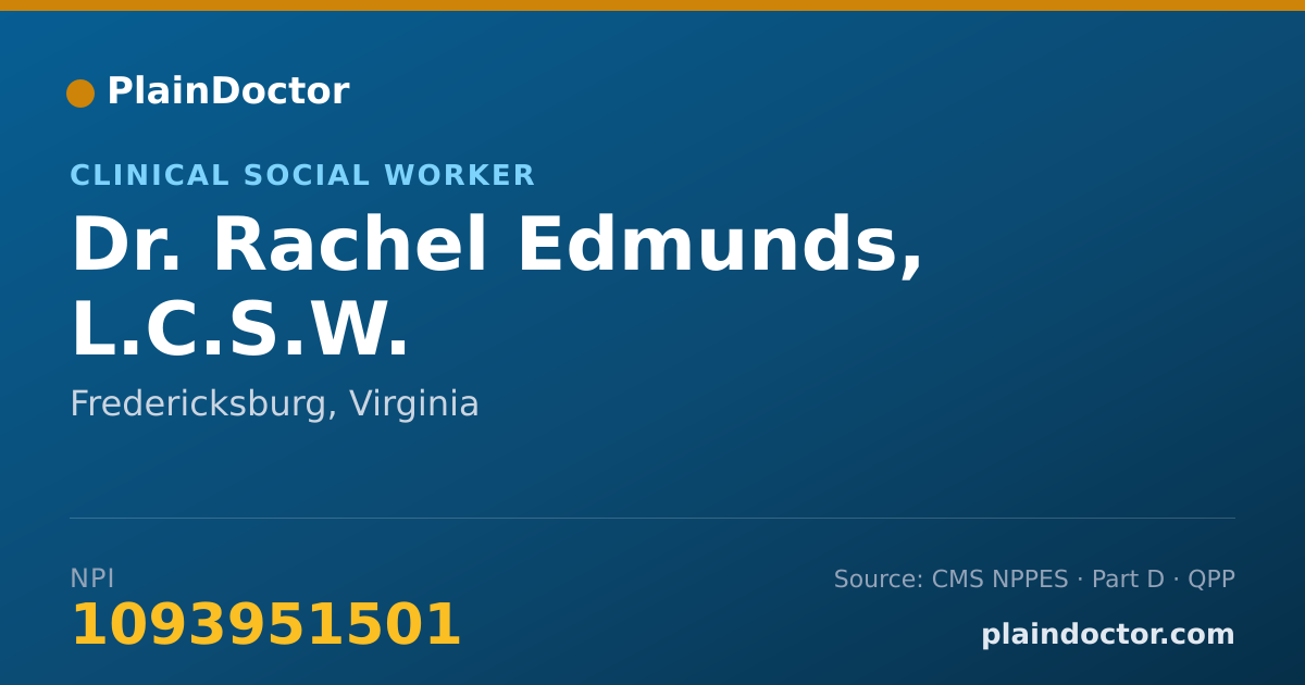 Shareable card for Rachel Edmunds, L.C.S.W. - Clinical Social Worker, Fredericksburg, VA