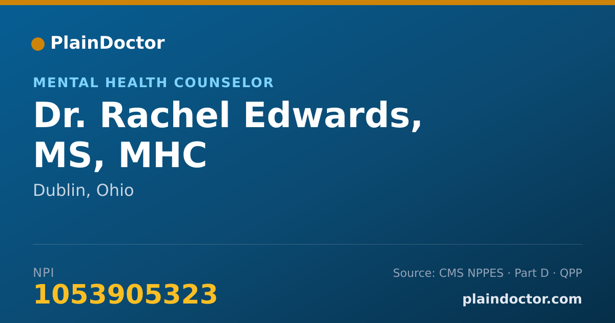 Shareable card for Rachel Edwards, MS, MHC - Mental Health Counselor, Dublin, OH