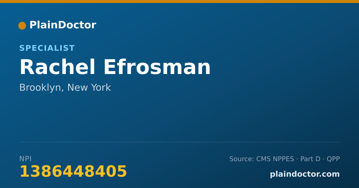 Shareable card for Rachel Efrosman - Specialist, Brooklyn, NY