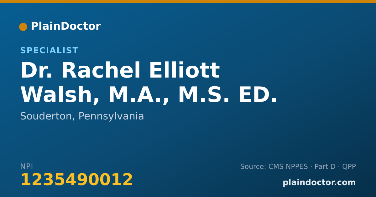 Shareable card for Rachel Elliott Walsh, M.A., M.S. ED. - Specialist, Souderton, PA