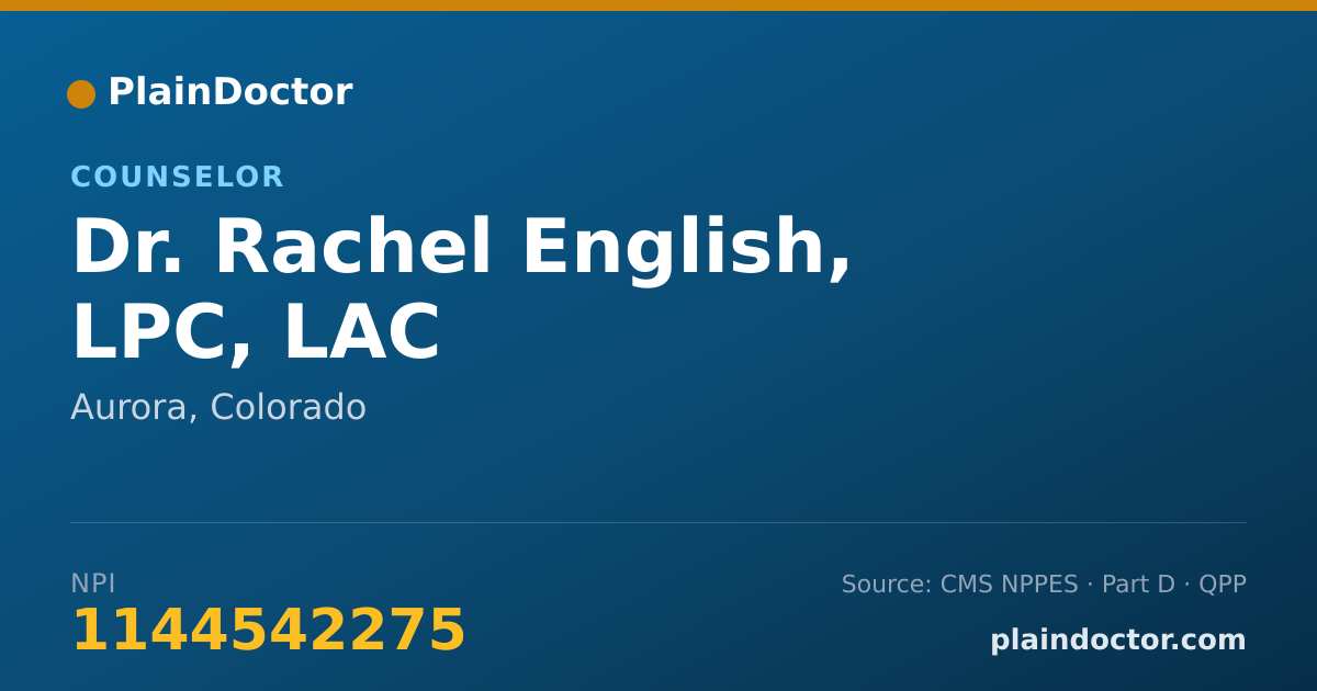 Shareable card for Rachel English, LPC, LAC - Counselor, Aurora, CO