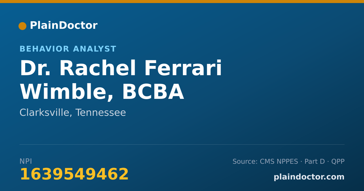 Shareable card for Rachel Ferrari Wimble, BCBA - Behavior Analyst, Clarksville, TN