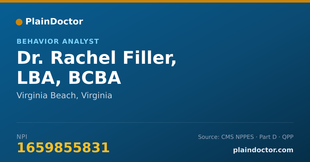 Shareable card for Rachel Filler, LBA, BCBA - Behavior Analyst, Virginia Beach, VA