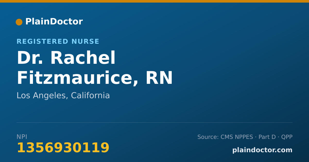 Shareable card for Rachel Fitzmaurice, RN - Registered Nurse, Los Angeles, CA