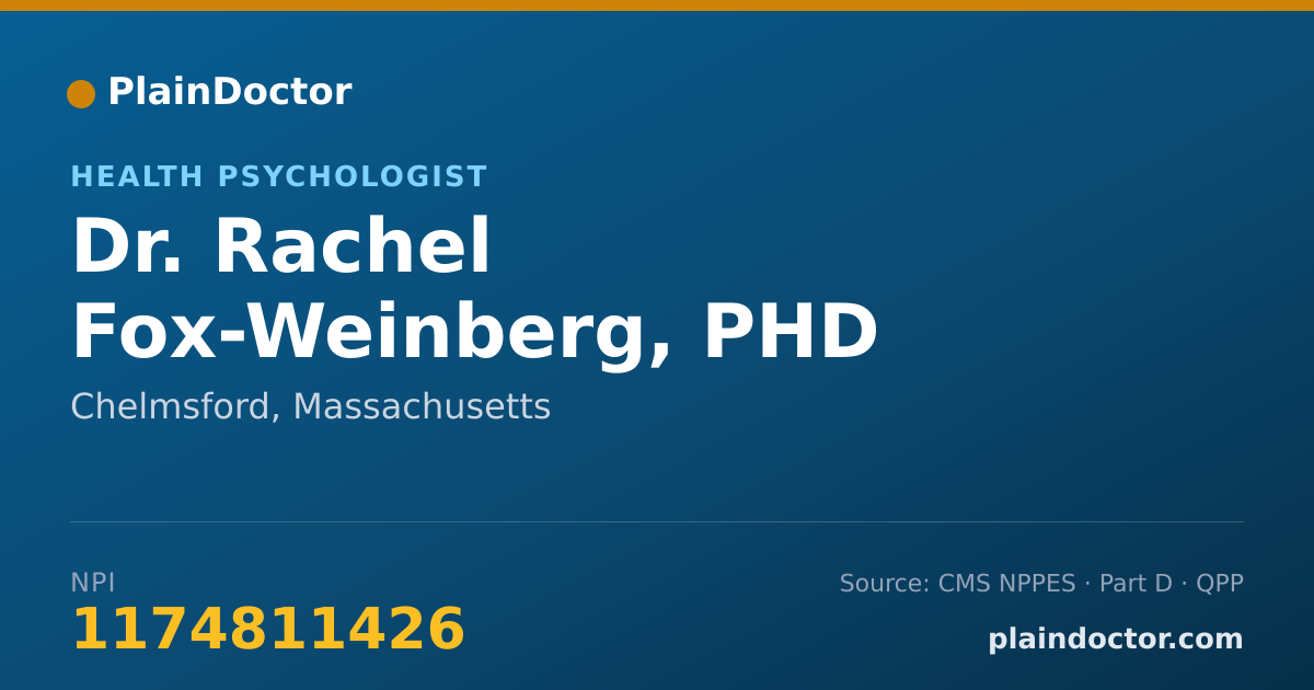 Shareable card for Rachel Fox-Weinberg, PHD - Health Psychologist, Chelmsford, MA