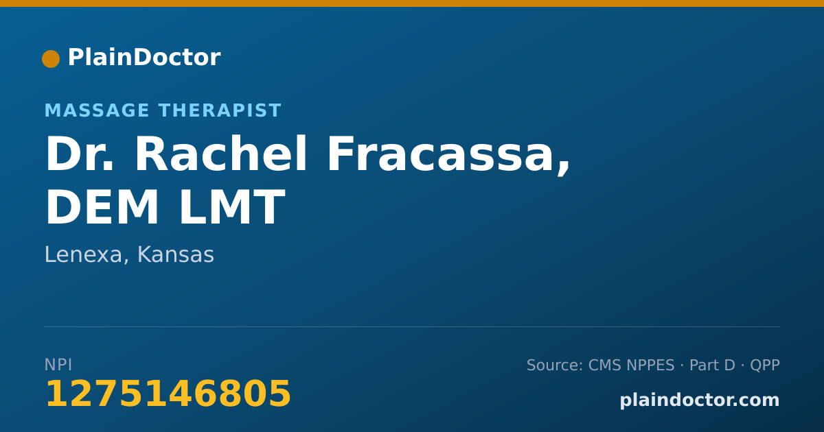 Shareable card for Rachel Fracassa, DEM LMT - Massage Therapist, Lenexa, KS