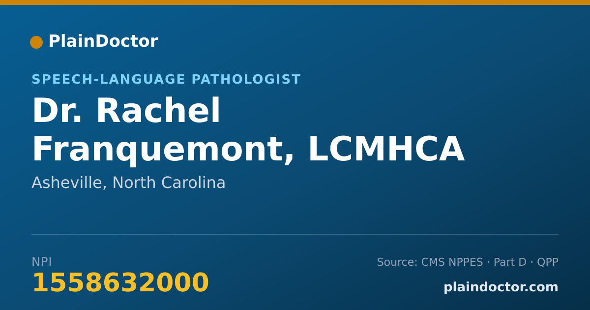 Shareable card for Rachel Franquemont, LCMHCA - Speech-Language Pathologist, Asheville, NC