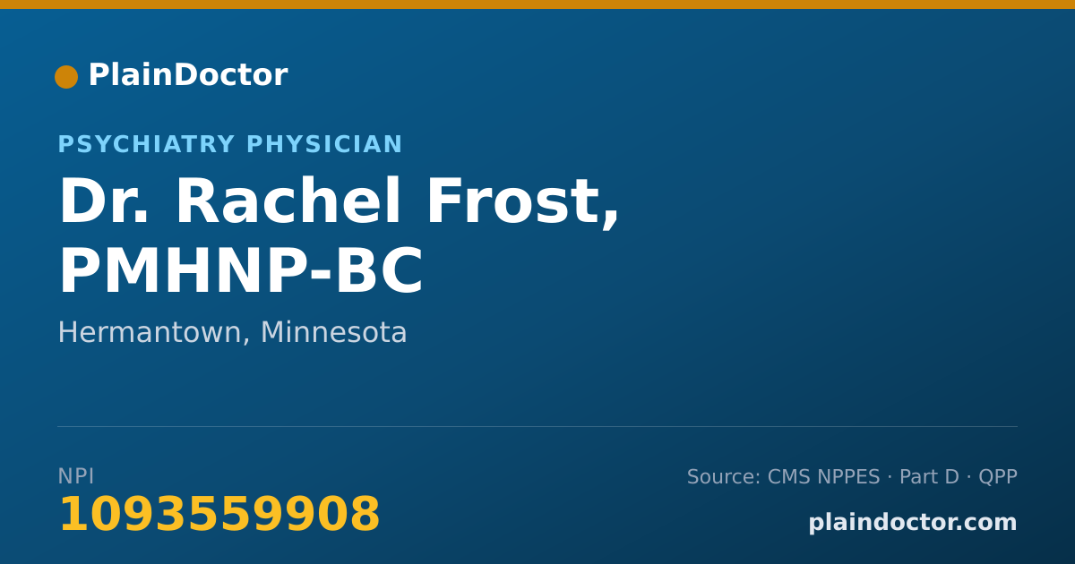 Shareable card for Rachel Frost, PMHNP-BC - Psychiatry Physician, Hermantown, MN